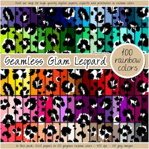 100 SEAMLESS leopard print digital paper rainbow leopard pattern safari background animal print cheetah backdrop 12x12 pastel neutral bright
