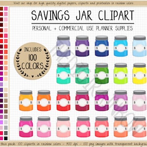 SALDI 100 RISPARMI clipart adesivo barattolo soldi adesivo pianificatore soldi adesivo digitale finanza salvadanaio clipart Goodnotes Erin Condren Hobonichi