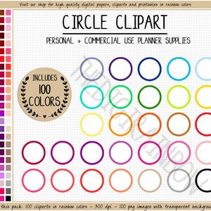SALE 100 CIRCLE clipart blank functionnal sticker bright circle planner sticker Goodnotes Erin Condren stickers printable bottle cap topper