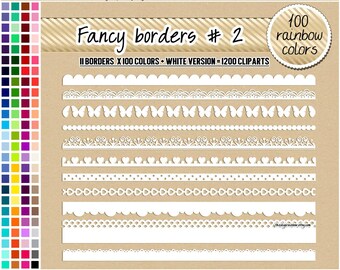 SALE 1200 digital borders clipart lace trim clipart heart garland border clipart banner clipart for invitations pastel bright dark neutral