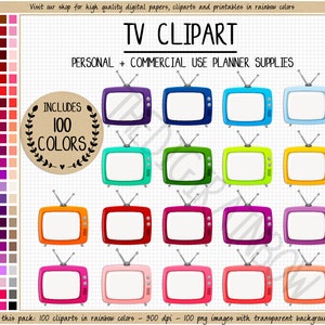 VERKOOP 100 TELEVISIE clipart tv clipart tv planner stickers om te kijken sticker tv-show schema film planner sticker regenboog Erin Condren ECLP