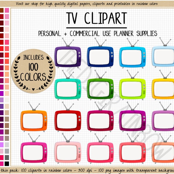 SALE 100 TELEVISION clipart tv clipart tv planner stickers to watch sticker tv show schedule movie planner sticker rainbow Erin Condren ECLP