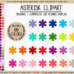 SALE 100 ASTERISK clipart asterisk planner stickers star clipart functional printable planner stickers Erin Condren MAMBI planner cliparts