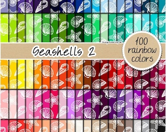 100 seamless seashell digital paper beach digital paper sea nautical clipart mint coral paper pattern natural pastel neutral bright dark