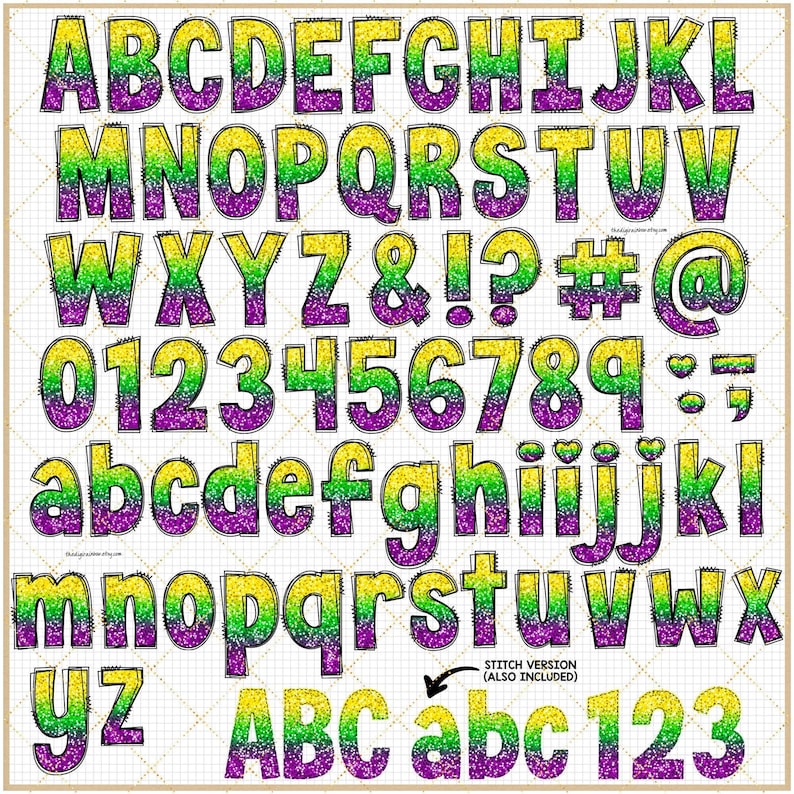 Mardi Gras Alphabet Clipart Fleur de Lis Buchstaben Karneval Maskerade Perle Aufkleber Goldfeder Sublimation PNG Schriftart New Orleans Maske Party Bild 8