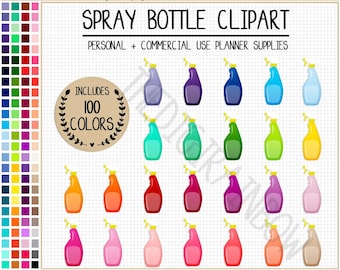 SALE 100 SPRAY BOTTLE clipart dish soap clipart bathroom clipart house chores clipart cleaning stickers rainbow Erin Condren planner clipart