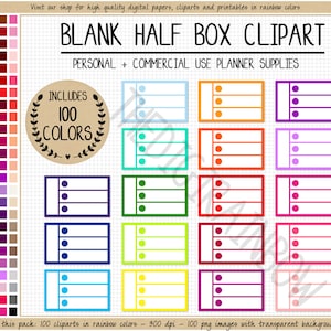 SALE 100 blanko halbe Box Checkliste digitale Aufkleber to do Liste Clipart Regenbogen druckbare Aufkleber unliniert Erin Condren Happy Planer Goodnotes