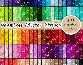 100 SEAMLESS Glitter luxury digital paper rainbow sparkle stripe pattern sequin background printable gold glitter tileable commercial use