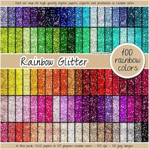 SALE 100 glitter digital paper seamless rainbow glitter digital paper glitter clipart scrapbooking printable glitter pastel gold silver pink
