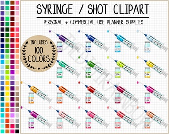 SALE 100 SYRINGE clipart syringe sticker diabetes clipart insulin pen medication sticker health tracker vitamin planner sticker Erin Condren