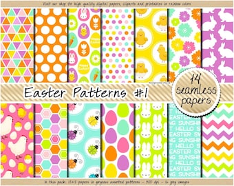 SEAMLESS Easter digital paper Easter pattern pastel background rainbow clipart bunny egg bumblebee ladybug pink purple green yellow orange