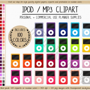 VERKOOP 100 IPOD clipart regenboog ipod stickers muziek stickers mp3 clipart muziek clipart afdrukbare muziek planner stickers kleurrijke ipod pictogram