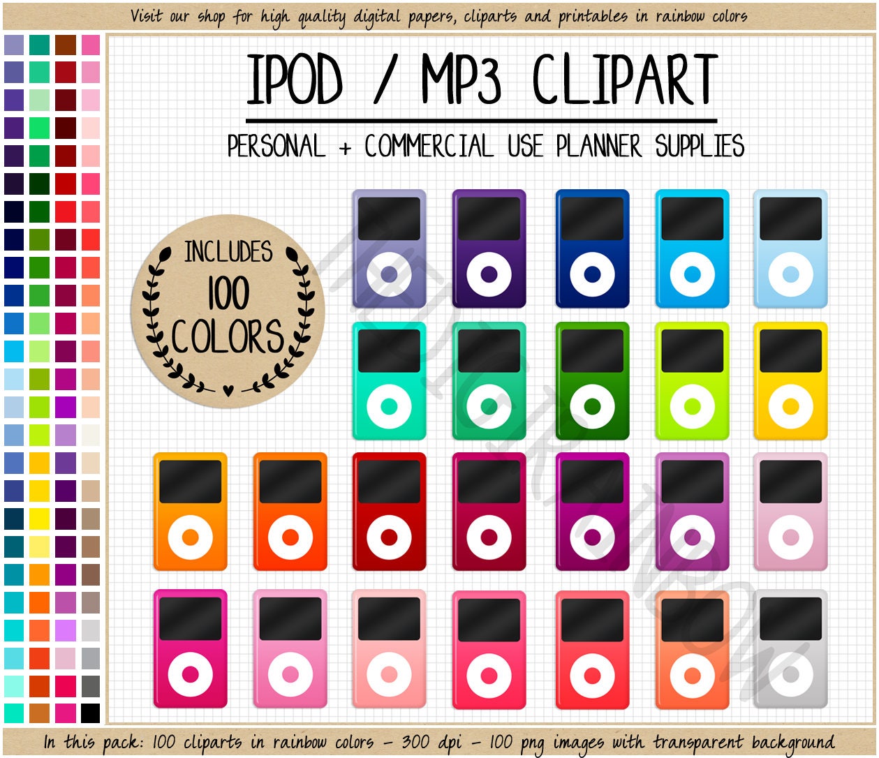 sale 100 ipod clipart rainbow ipod stickers music stickers mp3 etsy