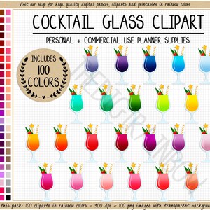 VENTA 100 CÓCTEL clipart vino clipart verano cóctel planificador pegatinas vino planificador pegatina arco iris Erin Condren planificador pegatina imprimible
