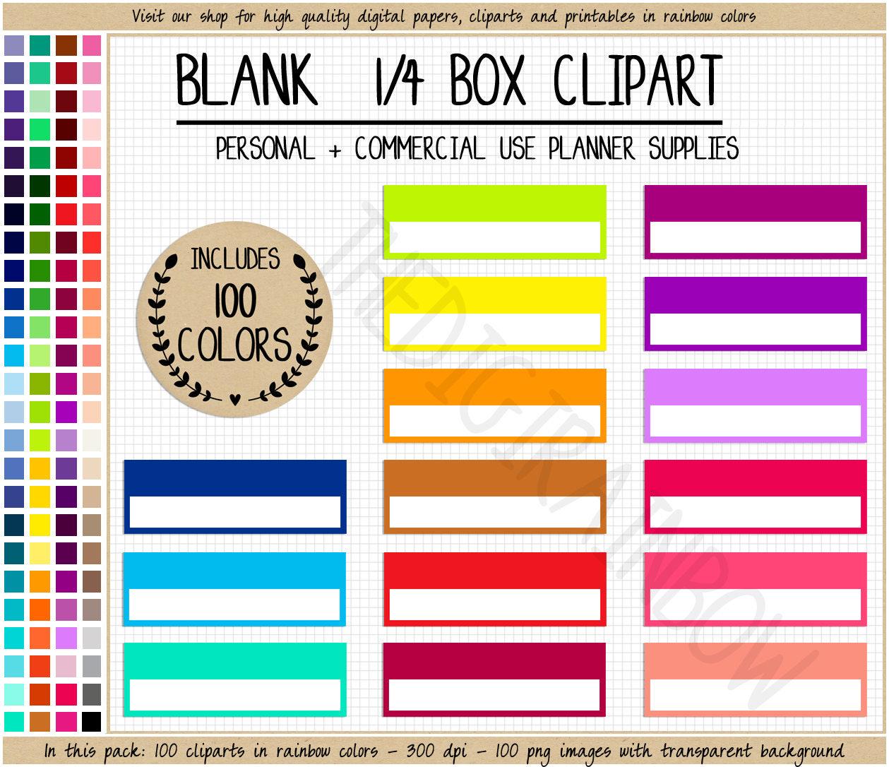 SALE 100 Blank Planner Stickers Rainbow Quarter Box Printable Planner ...