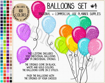 SALDI 200 clipart di palloncini a forma di stella, adesivi per palloncini arcobaleno, palloncini lucidi, bomboniere per feste di compleanno, palloncini di carta digitale, decorazioni per torte fai da te, inviti