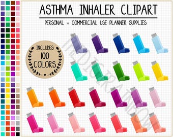 VERKOOP 100 ASTMA-INHALER clipart astma-inhalator planner sticker bronchodilatator pictogram astma-aanval gezondheid tracker Erin Condren regenboog sticker