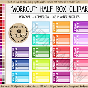 SALE 100 WORKOUT planner sticker ombre half box crossfit sticker daily workout routine gym icon sport fitness sticker Erin Condren Goodnotes