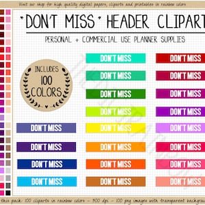 SALE 100 DON&#39;T MISS planner stickers reminder planner stickers to do list planner stickers rainbow printable Erin Condren planner cliparts