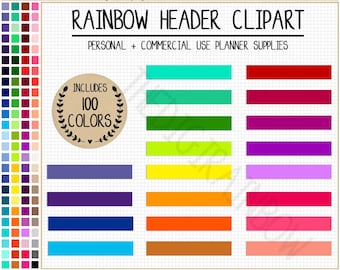VENTA 100 pegatinas de encabezado de arcoíris, encabezados brillantes, pegatinas imprimibles para planificador de encabezado, Erin Condren Happy Planner, clipart de planificador de uso comercial