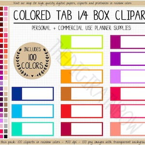 SALE 100 blank QUARTER BOX clipart rainbow quarter box printable planner sticker Erin Condren Happy Planner Commercial use planner clipart