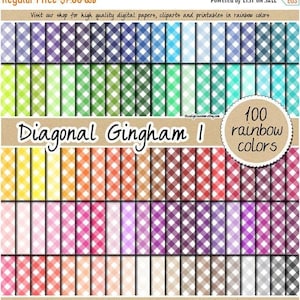 100 seamless gingham digital paper rainbow gingham pattern kitchen print fabric digital paper 12x12 bright colors pastel diagonal gingham