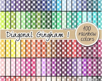 100 seamless gingham digital paper rainbow gingham pattern kitchen print fabric digital paper 12x12 bright colors pastel diagonal gingham