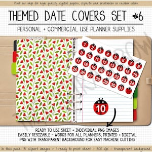 SALE Ladybug Date Covers spring date covers floral printable digital stickers lady bug clipart 1-31 number date dots bright summer stickers image 1