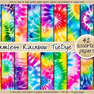 SEAMLESS rainbow tie dye digital paper shibori sublimation background bright bleach wash watercolor pattern printable pastel psychedelic 60s