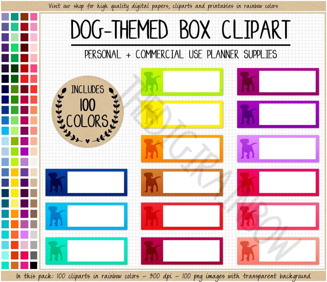 SALE 100 DOG Half Box Sticker Rainbow Pet Sticker Groomers Sticker Vet ...