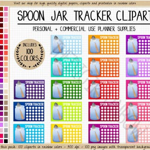 SALE 100 Spoon tracker digital sticker Spoon Theory clipart Energy Level tracker cute Spoonie Club Invisible Illness mental health medical