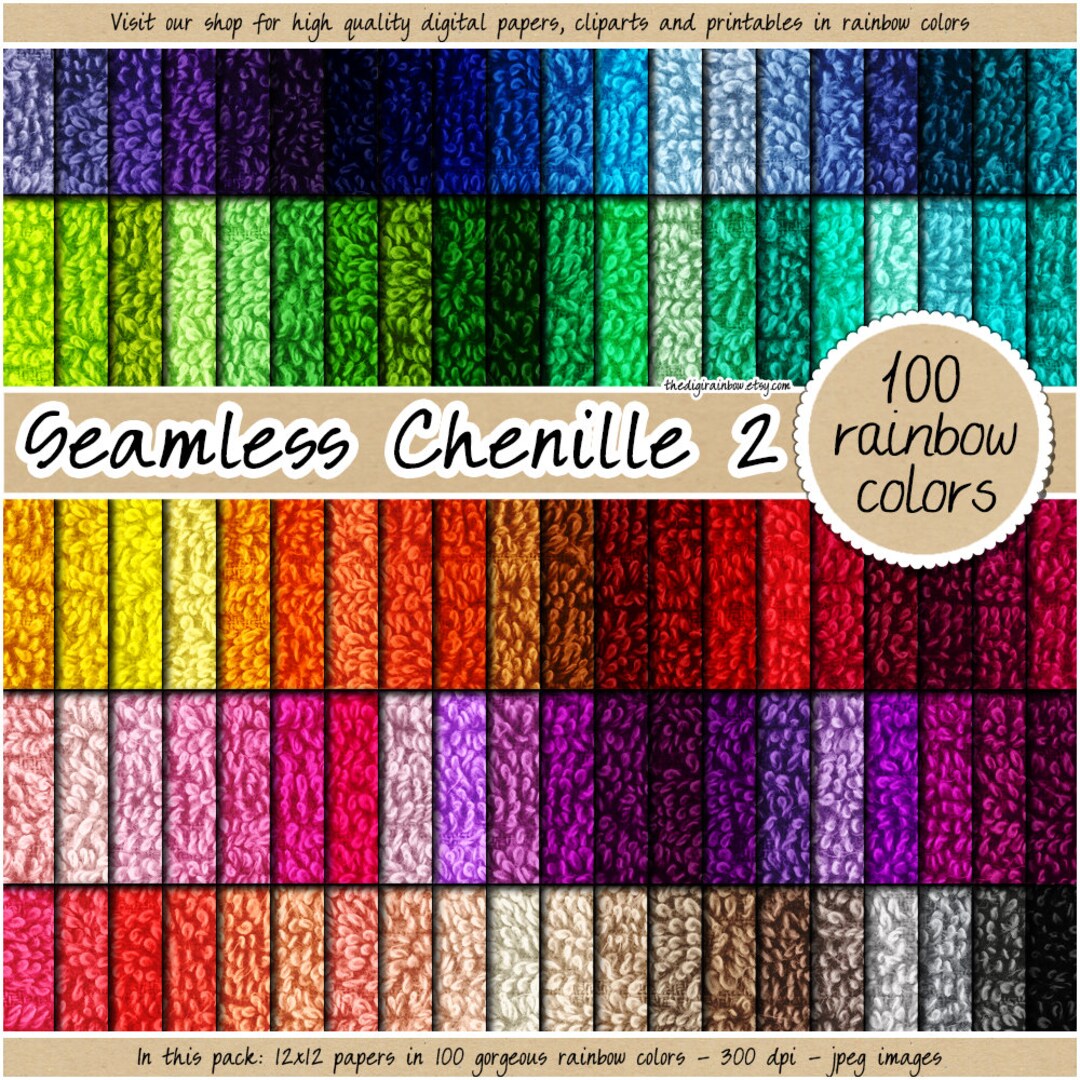 100 SEAMLESS Chenille Digital Paper Printable Cozy Fabric Pattern