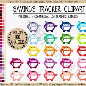 SALDI 100 RISPARMI adesivi digitali money tracker adesivi salvadanaio clipart Erin Condren Goodnotes settimanali mensili risparmi in contanti uso commerciale
