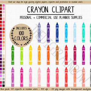 VENDA 100 CRAYON clipart arco-íris giz de cera adesivos volta às aulas clipart lápis planejador imprimível adesivos planejador professor escola imprimível