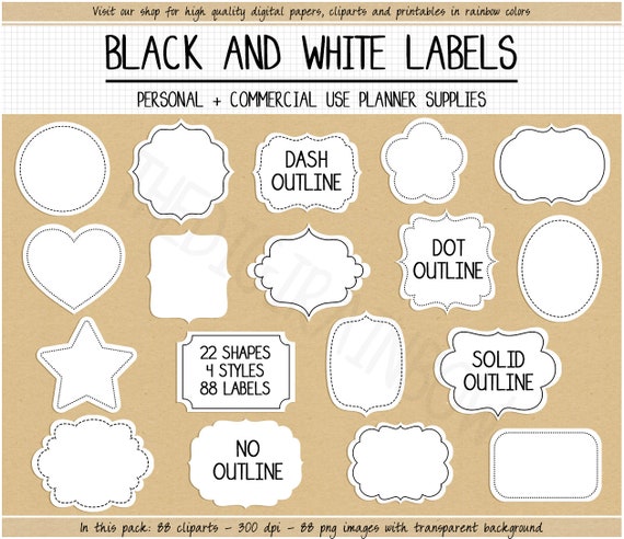 sale printable white labels blank label outlined black label etsy