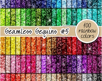 100 SEAMLESS Sequin Digital Paper Sequin Sublimation Design Rainbow ...