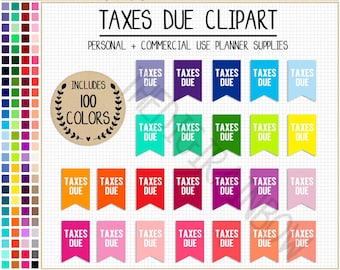 SALE 100 TAXES DUE clipart bill due planner sticker pay taxes flag accounting printable planner sticker Erin Condren Mambi Happy Planner