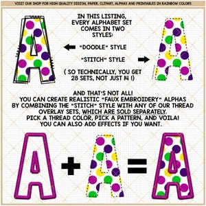 Mardi Gras Alphabet Clipart Fleur de Lis Buchstaben Karneval Maskerade Perle Aufkleber Goldfeder Sublimation PNG Schriftart New Orleans Maske Party Bild 7
