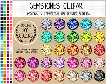 SALE 100 DIAMOND clipart diamond stickers rainbow gemstone clipart glam planner stickers wedding stickers pastel jewelry mock up amethyst
