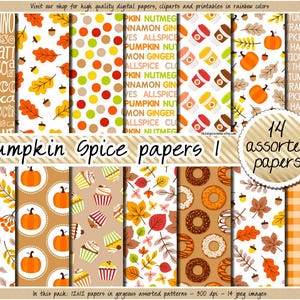 SALE Fall digital paper Pumpkin spice digital paper Thanksgiving digital paper fall scrapbooking red green yellow brown orange fall clipart