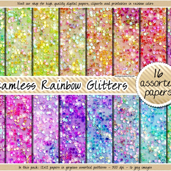 SALE seamless glitter digital paper iridescent glitter backdrop sparkly pattern holographic clipart glam shimmer texture rainbow background
