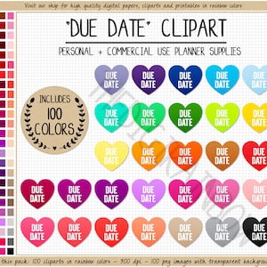 VENTE 100 DATE DATE clipart grossesse autocollant arc-en-ciel coeur clipart bébé sticker numérique grossesse journal maternité Goodnotes tracker parent