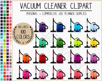 SALE 100 VACUUM CLEANER clipart hoover clipart household clipart house cleaning planner sticker chores printable planner sticker bright Eclp