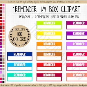 SALDI 100 adesivi per planner PROMEMORIA adesivi per planner stampabili in scatola da un quarto Erin Condren Mambi Happy Planner Clipart per planner per uso commerciale
