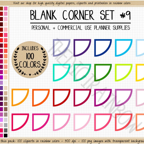 SALE 100 round corner sticker white corner circle clipart functional digital stickers printable Erin Condren rainbow Goodnotes Happy Planner