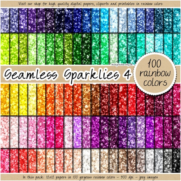 SALE 100 seamless shimmer digital paper rainbow glitter pattern sequin background confetti print clipart pastel printable scrapbook sheet