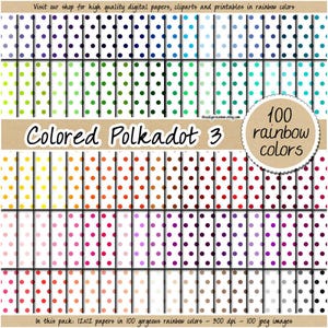 100 SEAMLESS rainbow polka dots digital paper polkadot background printable scrapbook pattern pastel neutral bright commercial use clipart