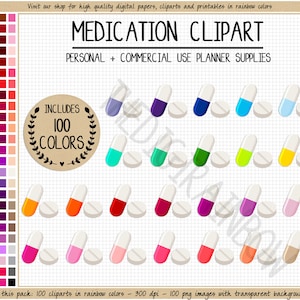 VERKOOP 100 PILLEN clipart vitamine clipart geneeskunde clipart vitamine tracker planner stickers medische afbeeldingen ECLP stickers recept fles