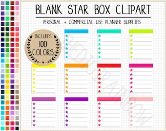 SALE 100 star full box planner sticker star checklist rainbow digital sticker lined full box printable blank sticker Goodnotes Erin Condren