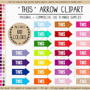 SALE 100 ARROW clipart arrow planner stickers functional printable planner sticker Erin Condren Kikki K MAMBI rainbow arrow planner cliparts